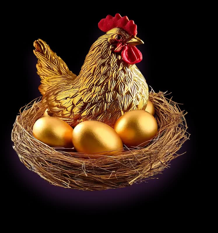 chicken laying golden eggs just like with gold leasing you earn more gold on your gold